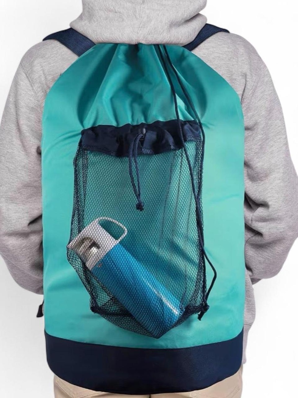 Laundry Backpack Shoulder Straps Durable Nylon Hamper Bag Mesh College Travel